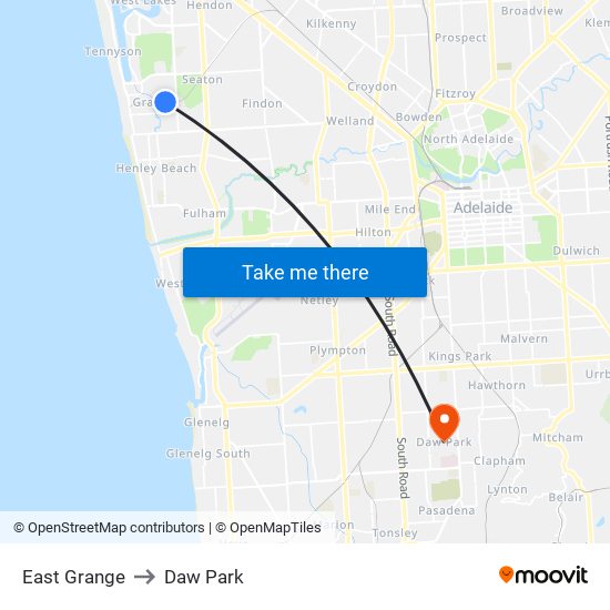 East Grange to Daw Park map