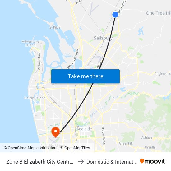 Zone B Elizabeth City Centre - North West side to Domestic & International Terminal map