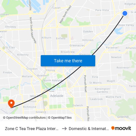 Zone C Tea Tree Plaza Interchange - West side to Domestic & International Terminal map