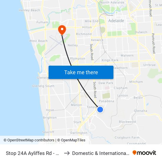 Stop 24A Ayliffes Rd - North side to Domestic & International Terminal map