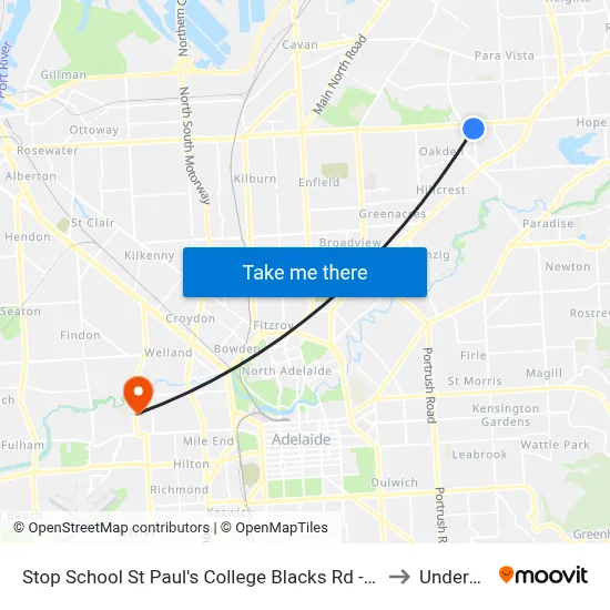 Stop School St Paul's College Blacks Rd - West side to Underdale map