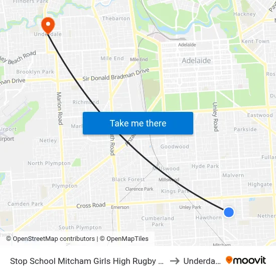 Stop School Mitcham Girls High Rugby St to Underdale map