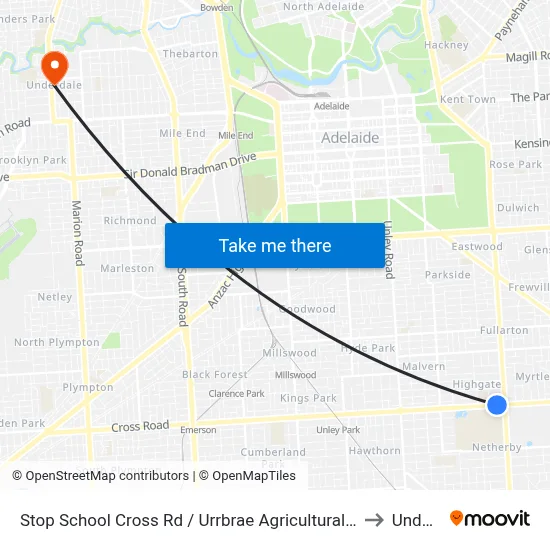 Stop School Cross Rd / Urrbrae Agricultural High School - North side to Underdale map
