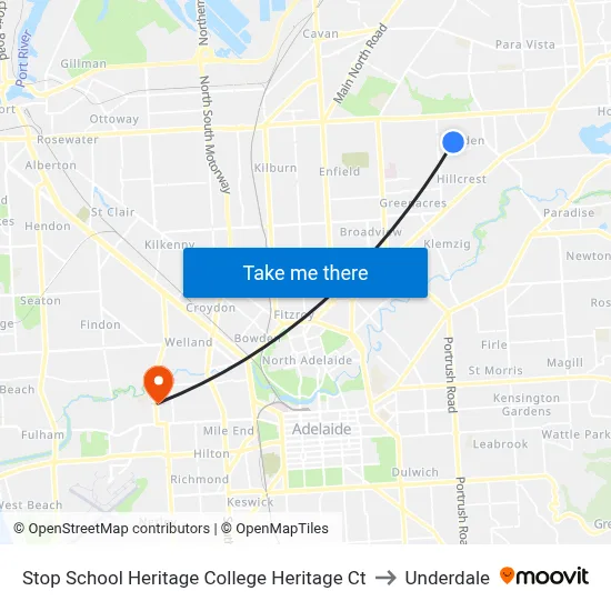 Stop School Heritage College Heritage Ct to Underdale map