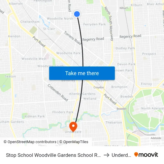 Stop School Woodville Gardens School Ridley Gr to Underdale map