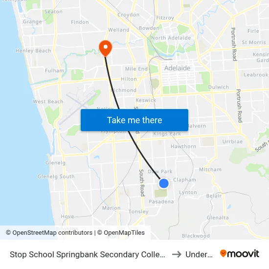 Stop School Springbank Secondary College Daws Rd to Underdale map