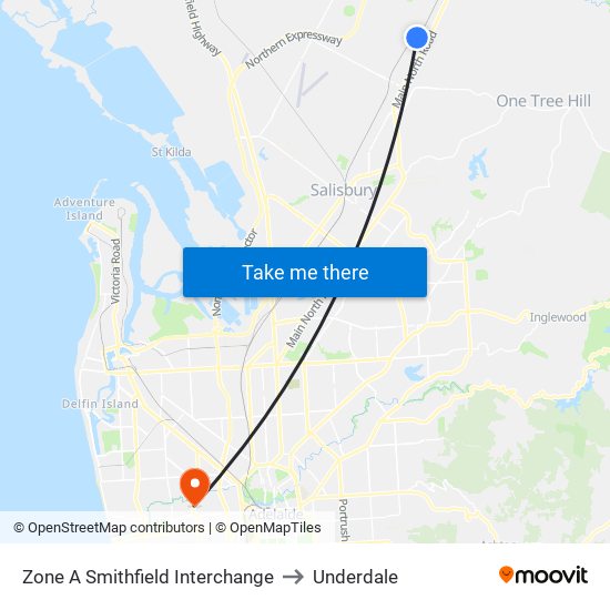 Zone A Smithfield Interchange to Underdale map