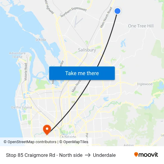 Stop 85 Craigmore Rd - North side to Underdale map