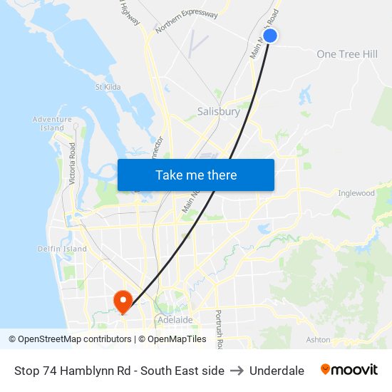 Stop 74 Hamblynn Rd - South East side to Underdale map