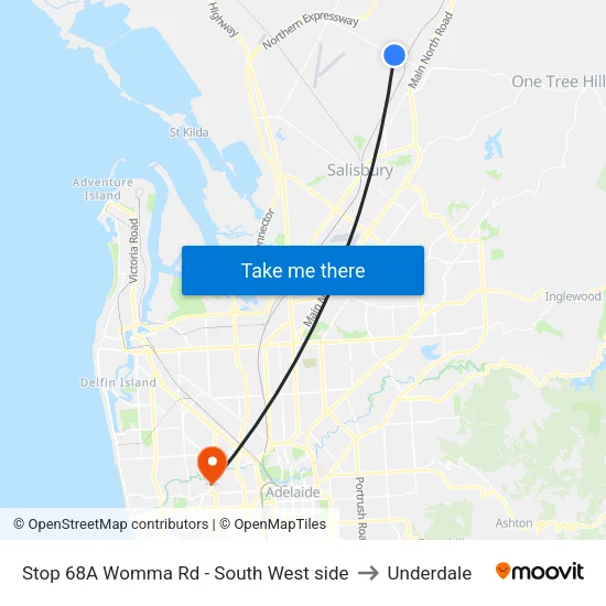 Stop 68A Womma Rd - South West side to Underdale map