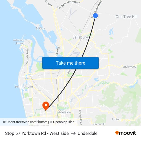 Stop 67 Yorktown Rd - West side to Underdale map