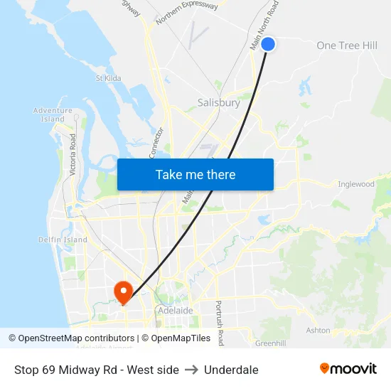 Stop 69 Midway Rd - West side to Underdale map