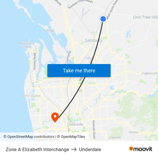 Zone A Elizabeth Interchange to Underdale map