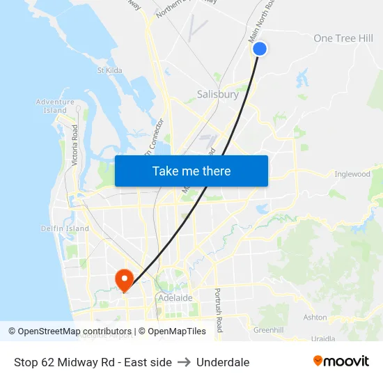 Stop 62 Midway Rd - East side to Underdale map