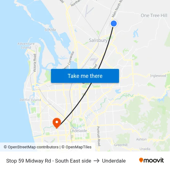 Stop 59 Midway Rd - South East side to Underdale map