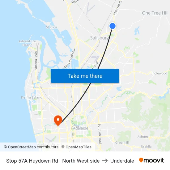 Stop 57A Haydown Rd - North West side to Underdale map