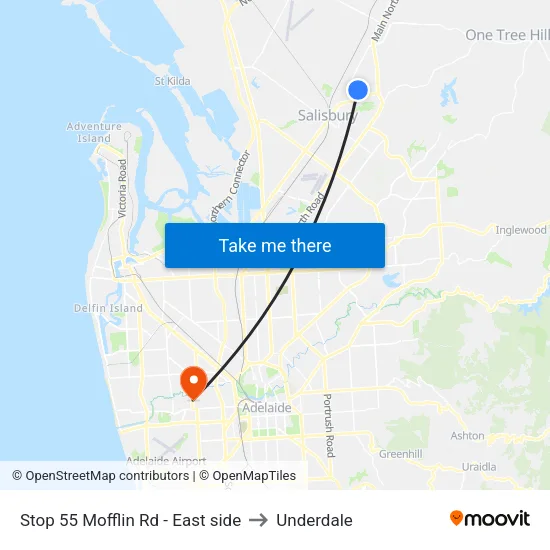 Stop 55 Mofflin Rd - East side to Underdale map