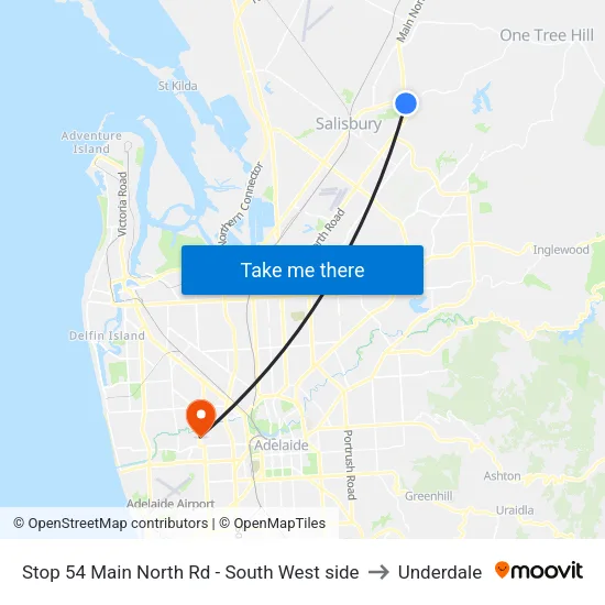 Stop 54 Main North Rd - South West side to Underdale map
