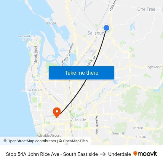 Stop 54A John Rice Ave - South East side to Underdale map