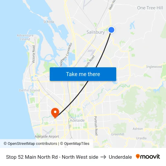 Stop 52 Main North Rd - North West side to Underdale map