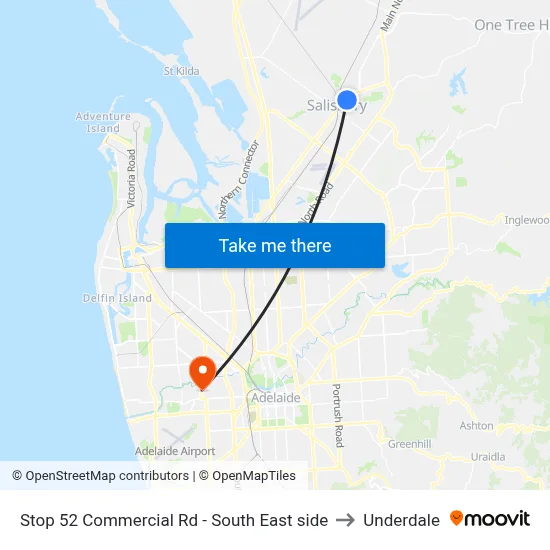 Stop 52 Commercial Rd - South East side to Underdale map