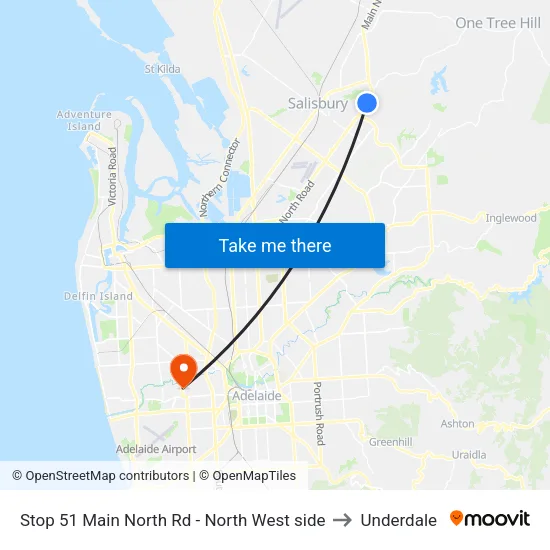Stop 51 Main North Rd - North West side to Underdale map