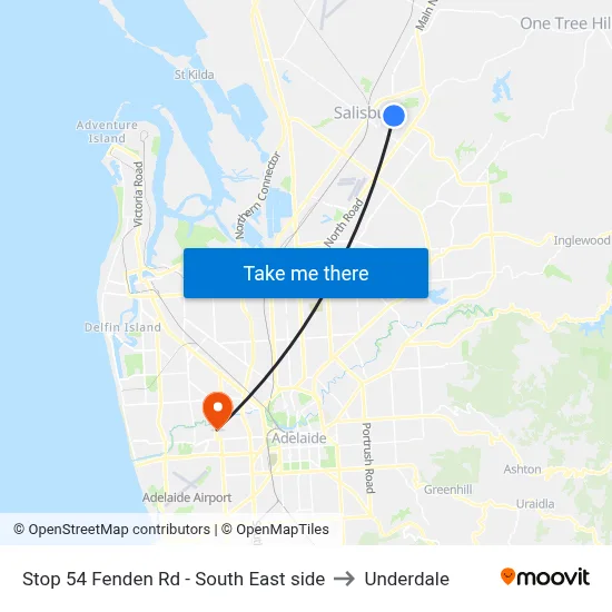Stop 54 Fenden Rd - South East side to Underdale map
