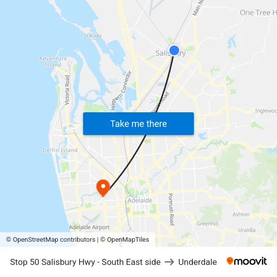 Stop 50 Salisbury Hwy - South East side to Underdale map