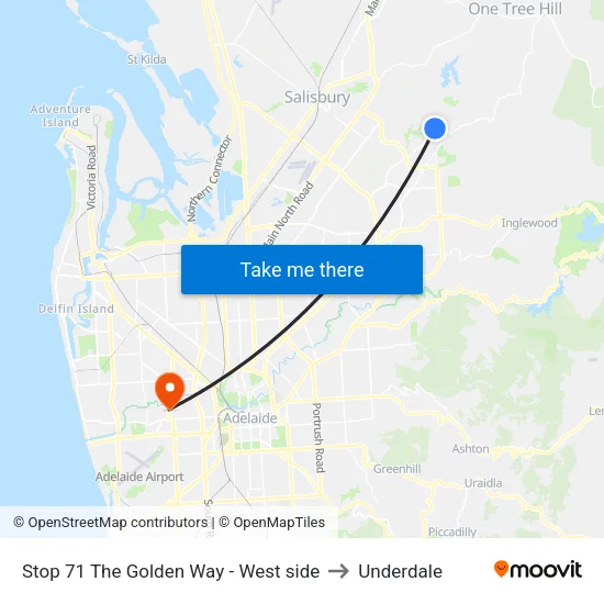 Stop 71 The Golden Way - West side to Underdale map