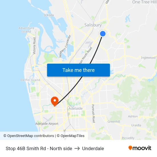 Stop 46B Smith Rd - North side to Underdale map
