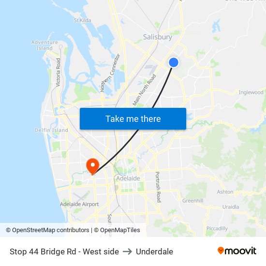 Stop 44 Bridge Rd - West side to Underdale map