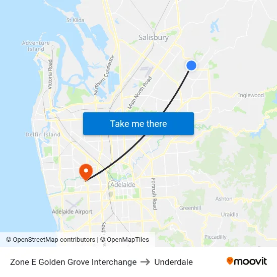 Zone E Golden Grove Interchange to Underdale map