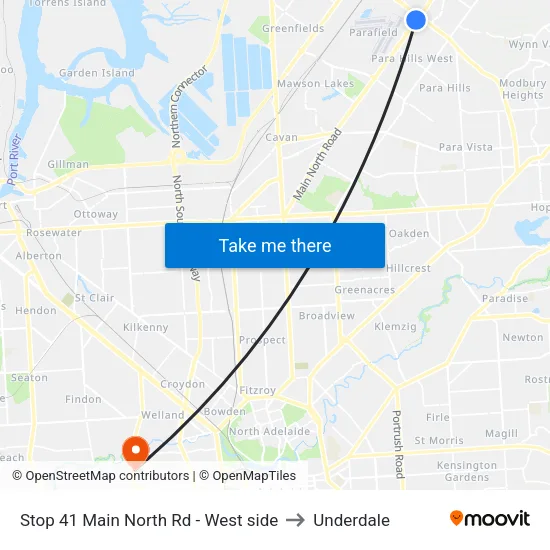 Stop 41 Main North Rd - West side to Underdale map