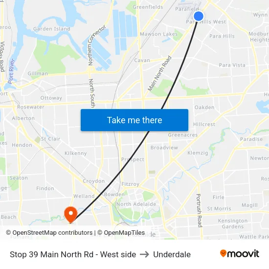 Stop 39 Main North Rd - West side to Underdale map