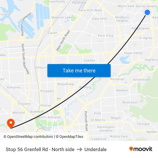 Stop 56 Grenfell Rd - North side to Underdale map