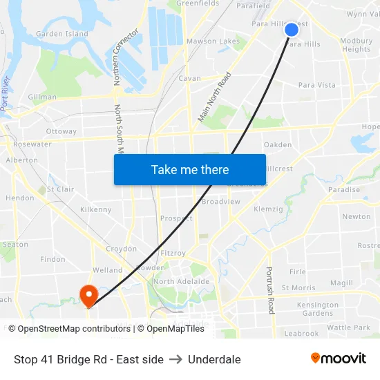 Stop 41 Bridge Rd - East side to Underdale map