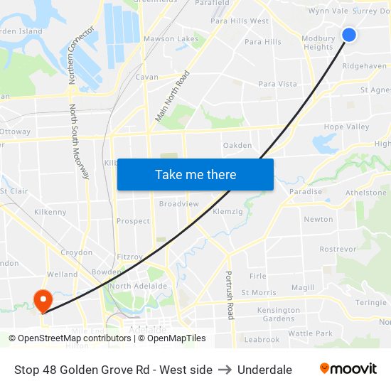 Stop 48 Golden Grove Rd - West side to Underdale map
