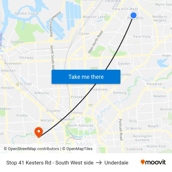 Stop 41 Kesters Rd - South West side to Underdale map
