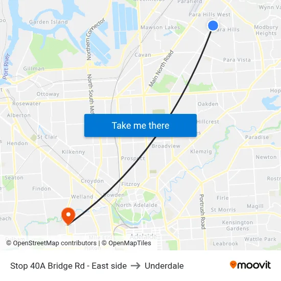 Stop 40A Bridge Rd - East side to Underdale map