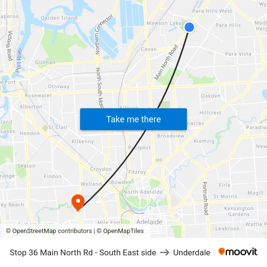 Stop 36 Main North Rd - South East side to Underdale map