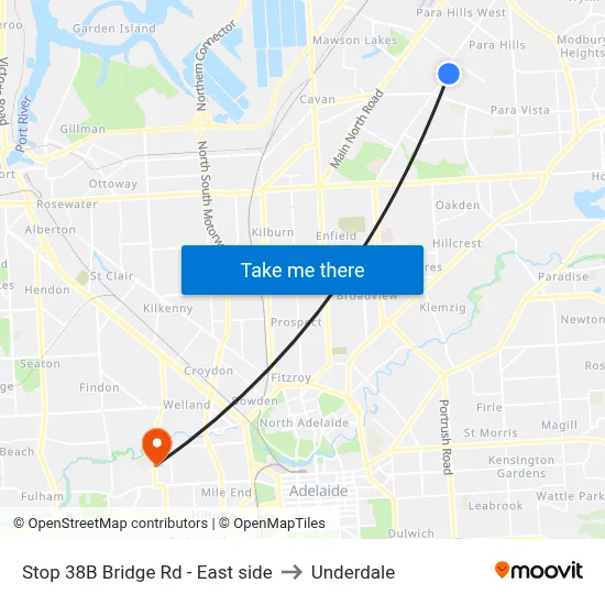 Stop 38B Bridge Rd - East side to Underdale map