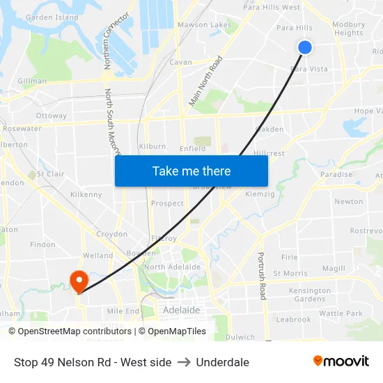 Stop 49 Nelson Rd - West side to Underdale map