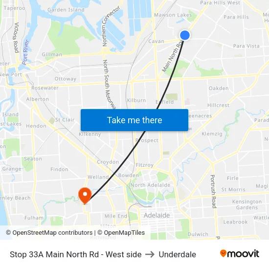 Stop 33A Main North Rd - West side to Underdale map