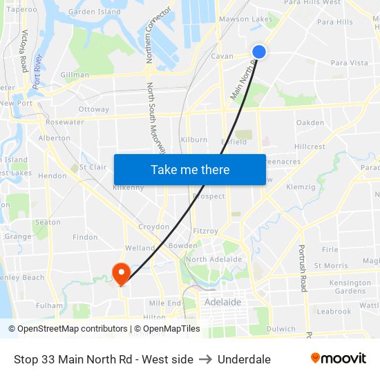 Stop 33 Main North Rd - West side to Underdale map