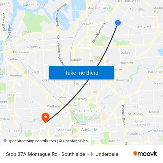 Stop 37A Montague Rd - South side to Underdale map
