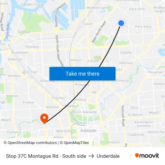 Stop 37C Montague Rd - South side to Underdale map