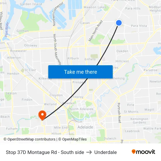 Stop 37D Montague Rd - South side to Underdale map