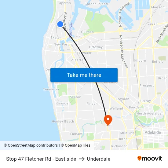 Stop 47 Fletcher Rd - East side to Underdale map