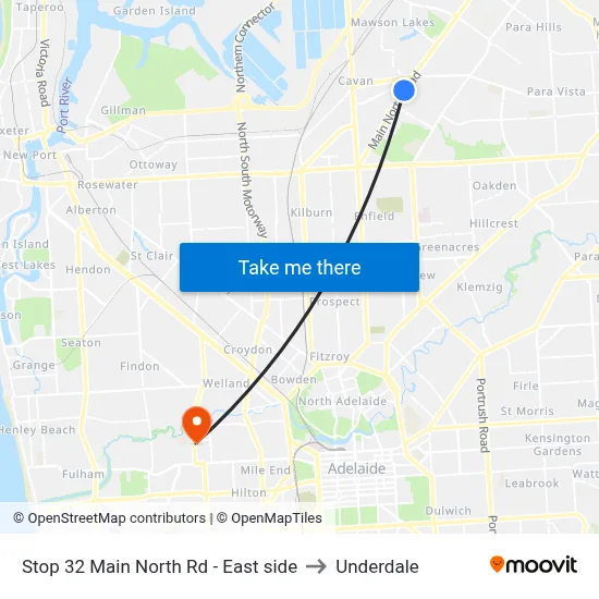 Stop 32 Main North Rd - East side to Underdale map