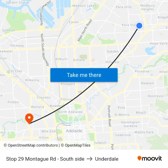 Stop 29 Montague Rd - South side to Underdale map